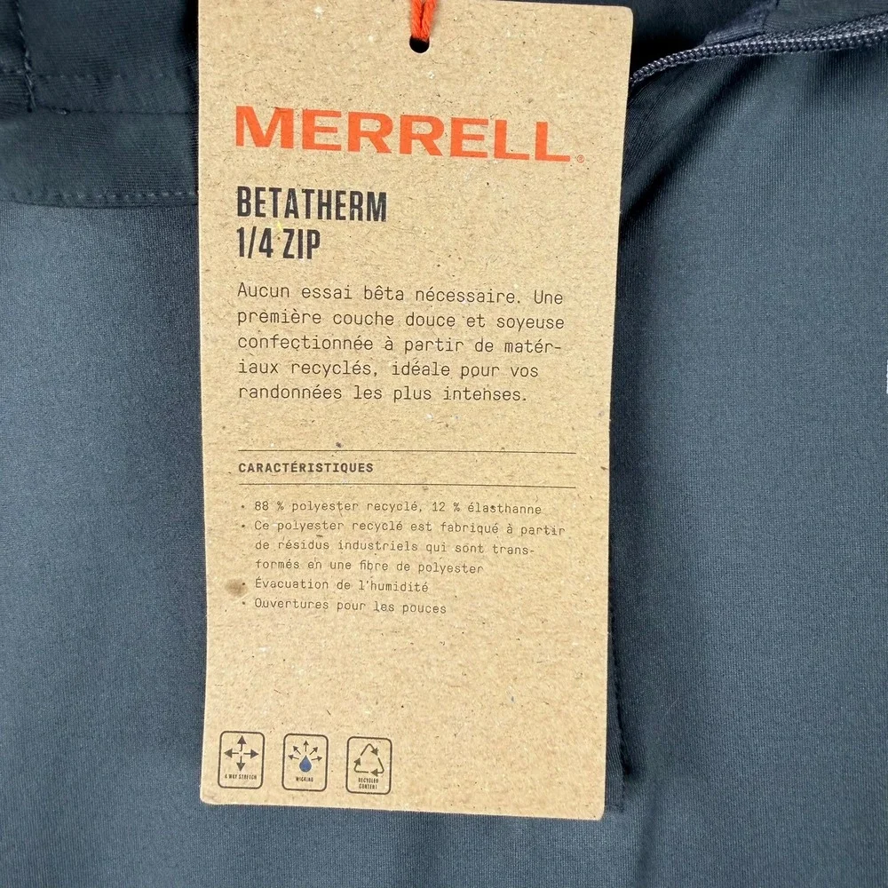 Merrell Betatherm Mens XL 1/4 Zip‎ Pullover Gray Asphalt NWT Gorpcore Athleisure